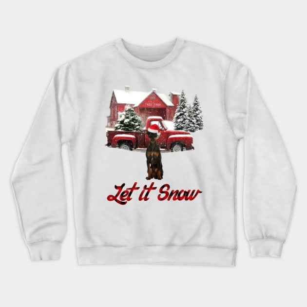 Border Collie Let It Snow Tree Farm Red Truck Christmas Crewneck Sweatshirt by Brodrick Arlette Store